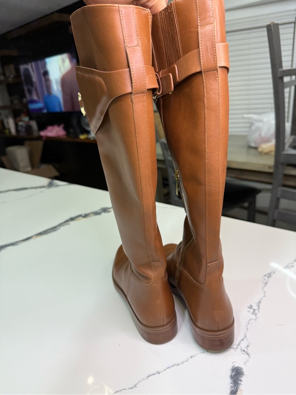 Michael Kors Women's Izzy Tall Riding Boots Color Luggage Size 9 - Picture 4 of 7